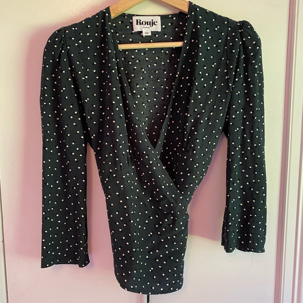 Rouje Anna wrap top in black size 34